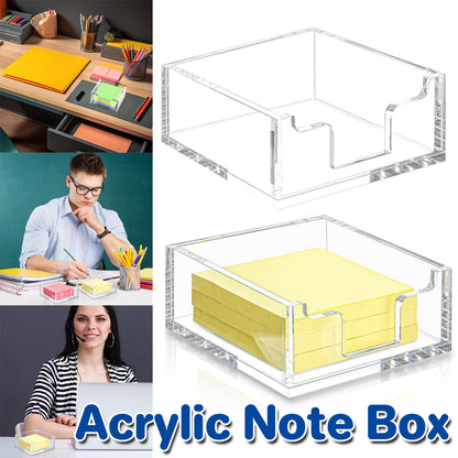 4 Inch Clear Acrylic Sticky Note Holder Box for Desk