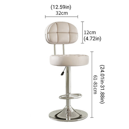 Adjustable Bar Stool with Back Height 61-81cm Anti-Slip