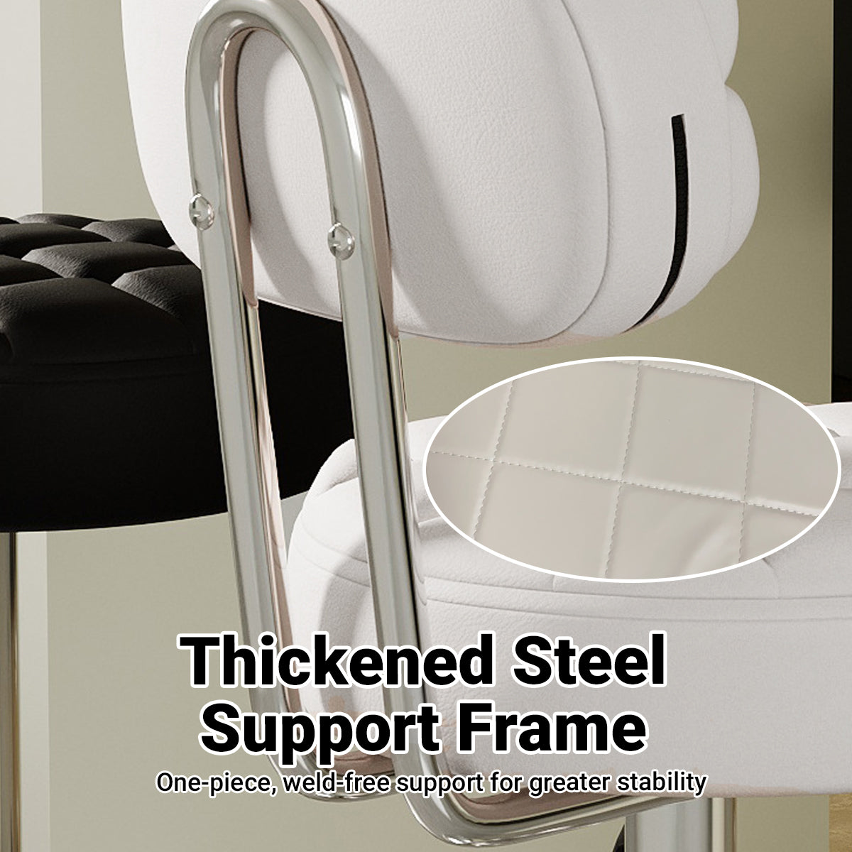 Adjustable Bar Stool with Back Height 61-81cm Anti-Slip