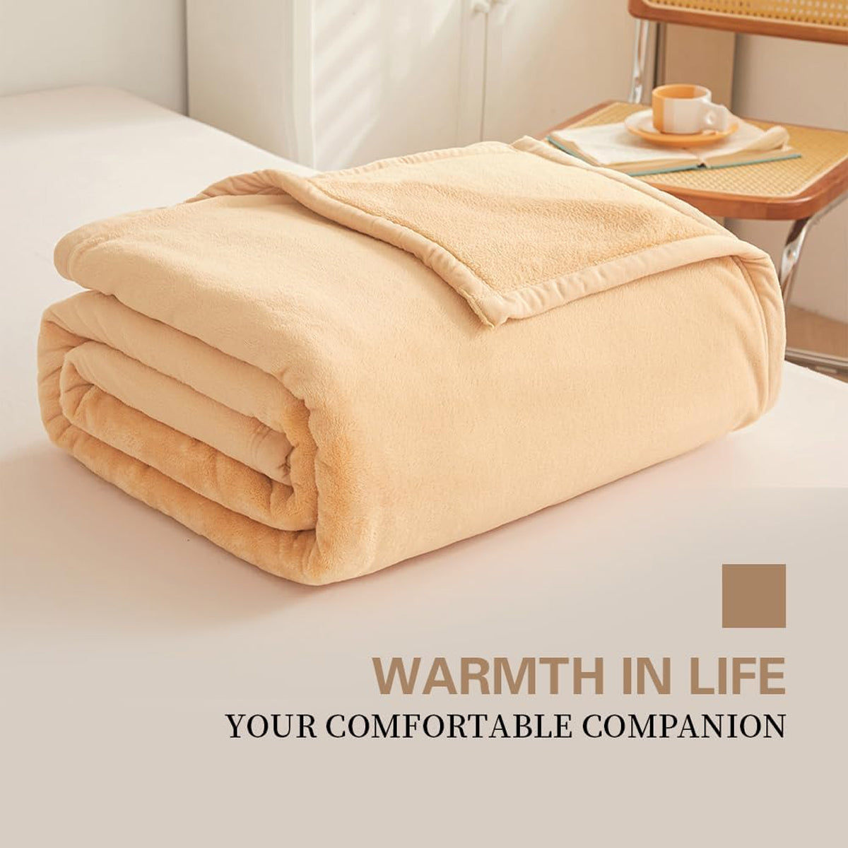 Large Camel Guest Bed Blanket 200 x 230cm – Product View 10