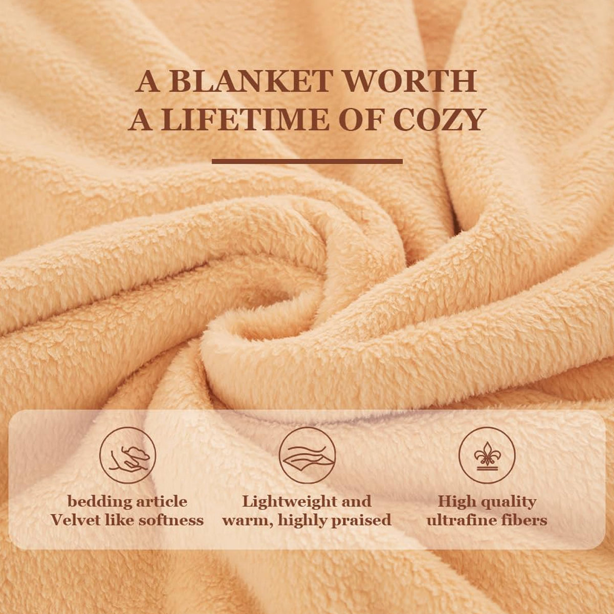 Large Camel Guest Bed Blanket 200 x 230cm – Product View 5
