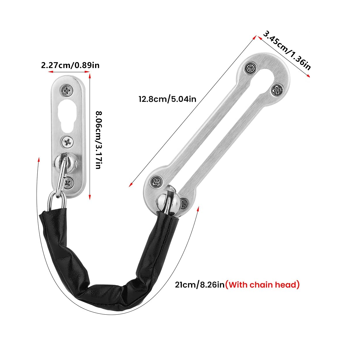 Home Security Door Chain Stainless Steel Guard Slide Screws Front Safety Catch