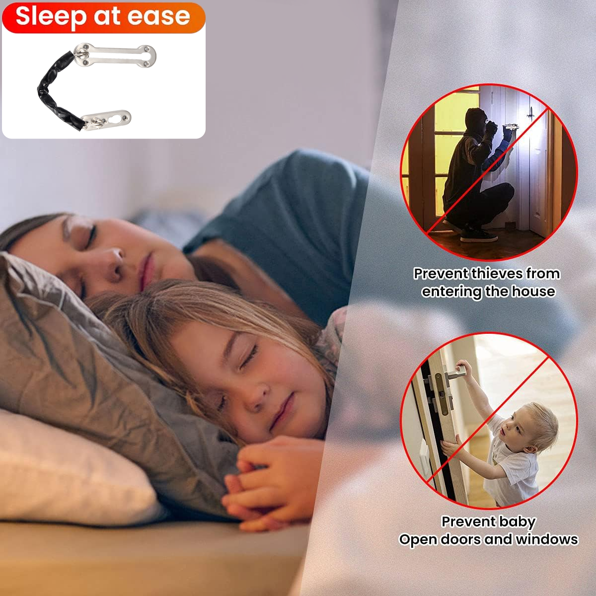 Home Security Door Chain Stainless Steel Guard Slide Screws Front Safety Catch