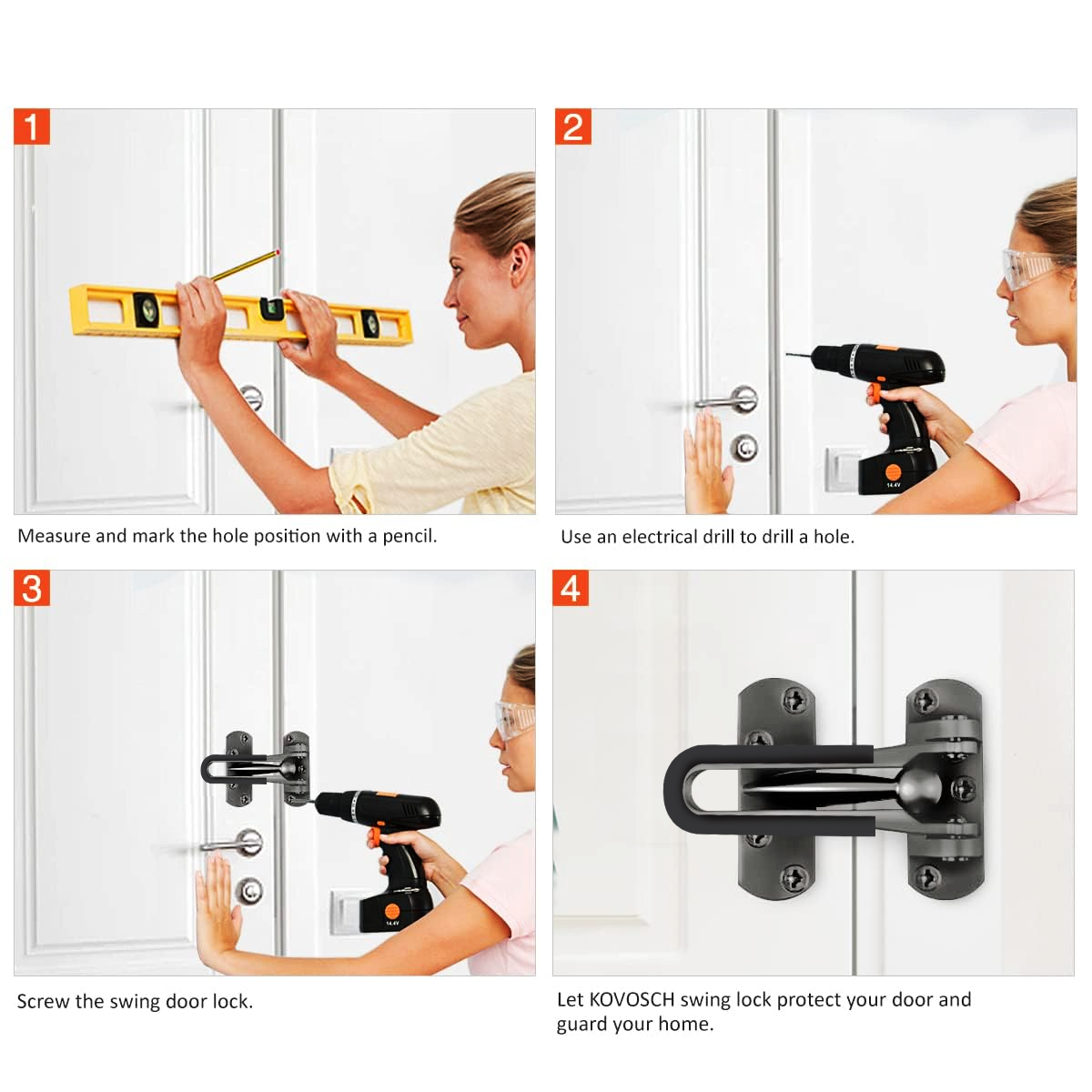 Anti Theft Lock Latch Door Bolt Security Lock for Home Bedroom Bathroom Safety