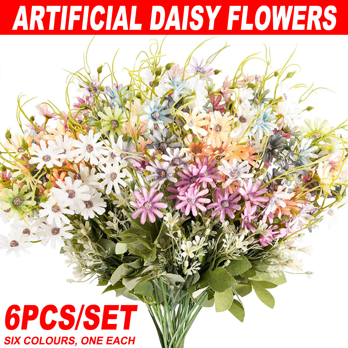 6x Artificial Small Soft Chrysanthemum Home Office Daisy Flower Party Decor DIY