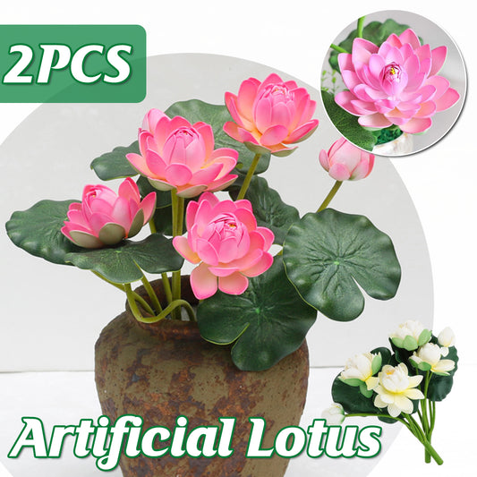 2PCS Simulation Lotus Flower  Water Lily Decoration EVA Small Artificial Plant