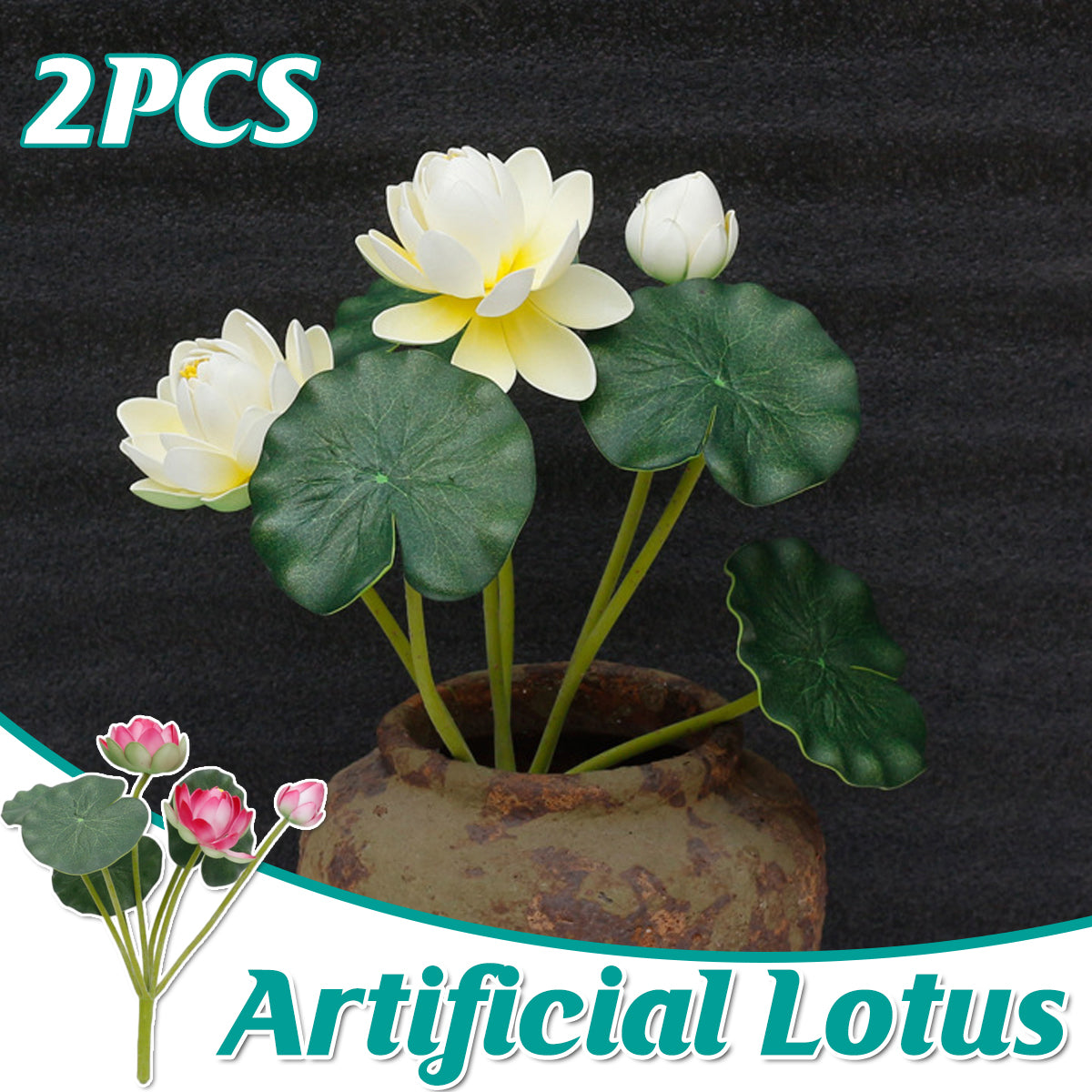 2PCS Simulation Lotus Flower  Water Lily Decoration EVA Small Artificial Plant