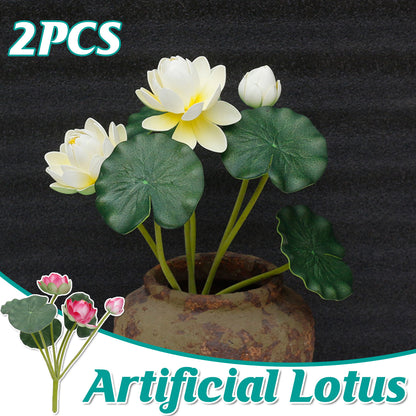 2PCS Simulation Lotus Flower  Water Lily Decoration EVA Small Artificial Plant