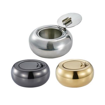 Stainless Steel Ashtray with Cover Smokeless Drum Design Windproof Ash Tray AU