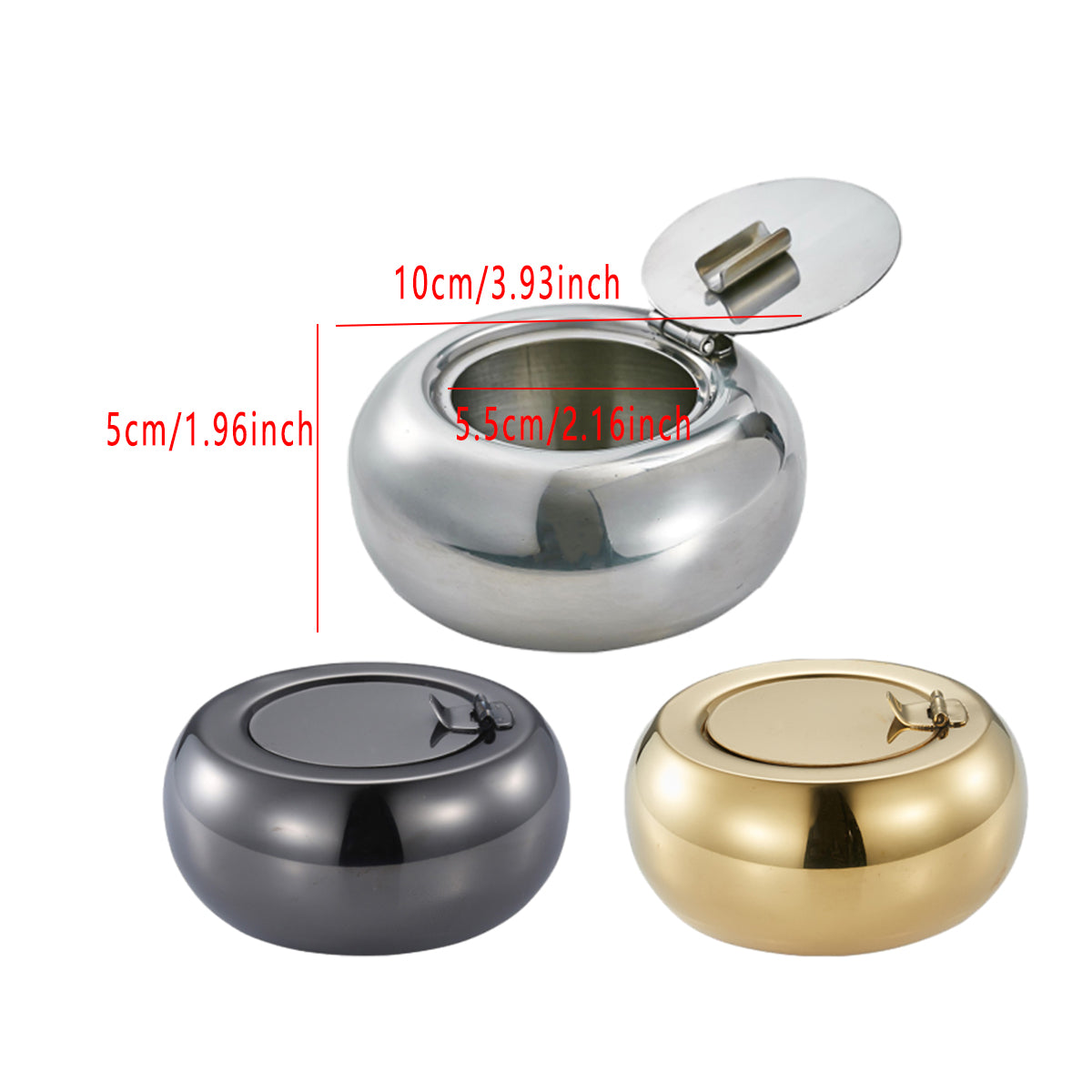 Stainless Steel Ashtray with Cover Smokeless Drum Design Windproof Ash Tray AU