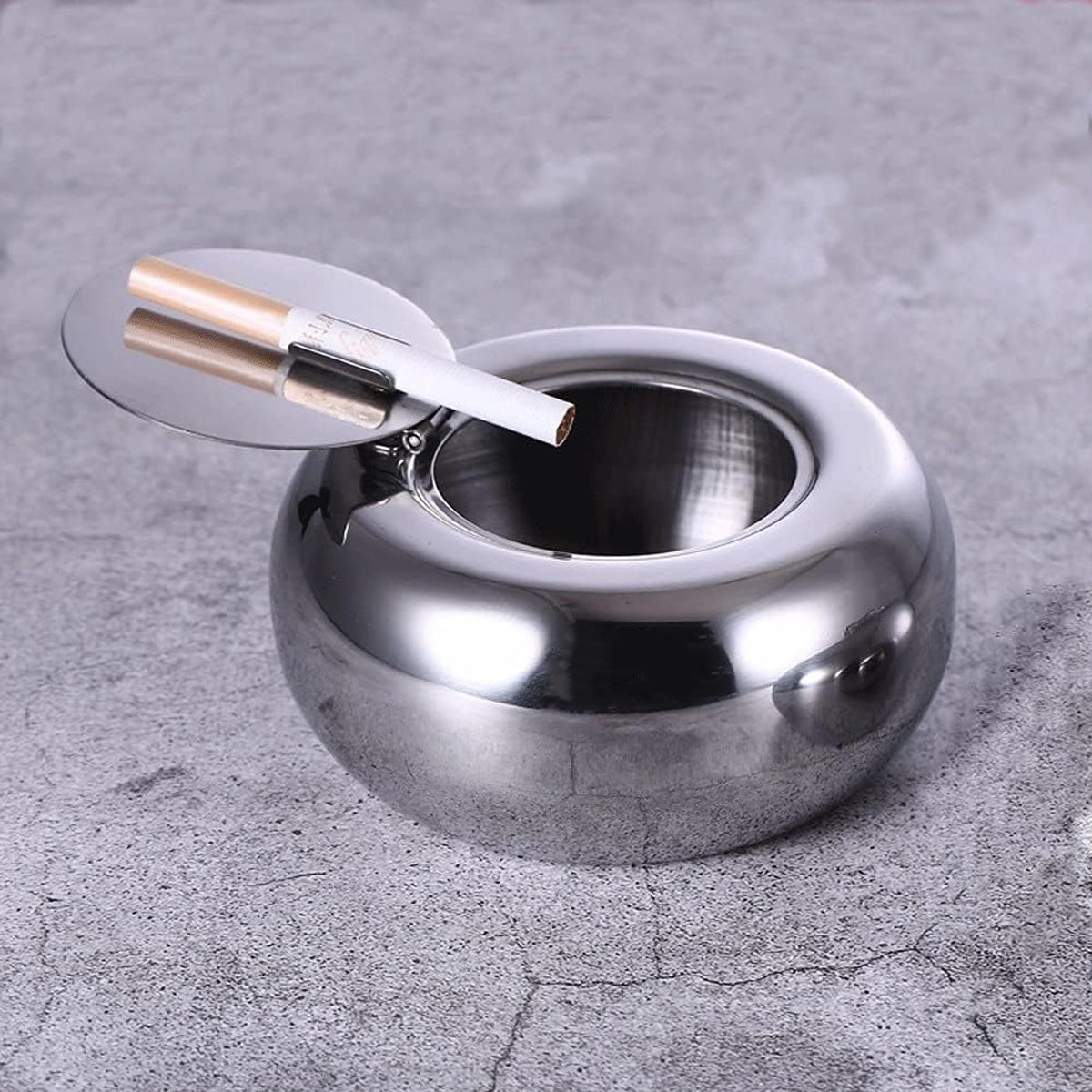 Stainless Steel Ashtray with Cover Smokeless Drum Design Windproof Ash Tray AU