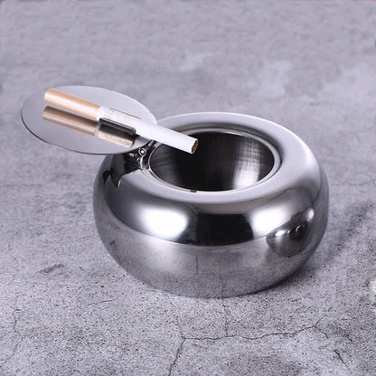 Stainless Steel Ashtray with Cover Smokeless Drum Design Windproof Ash Tray AU