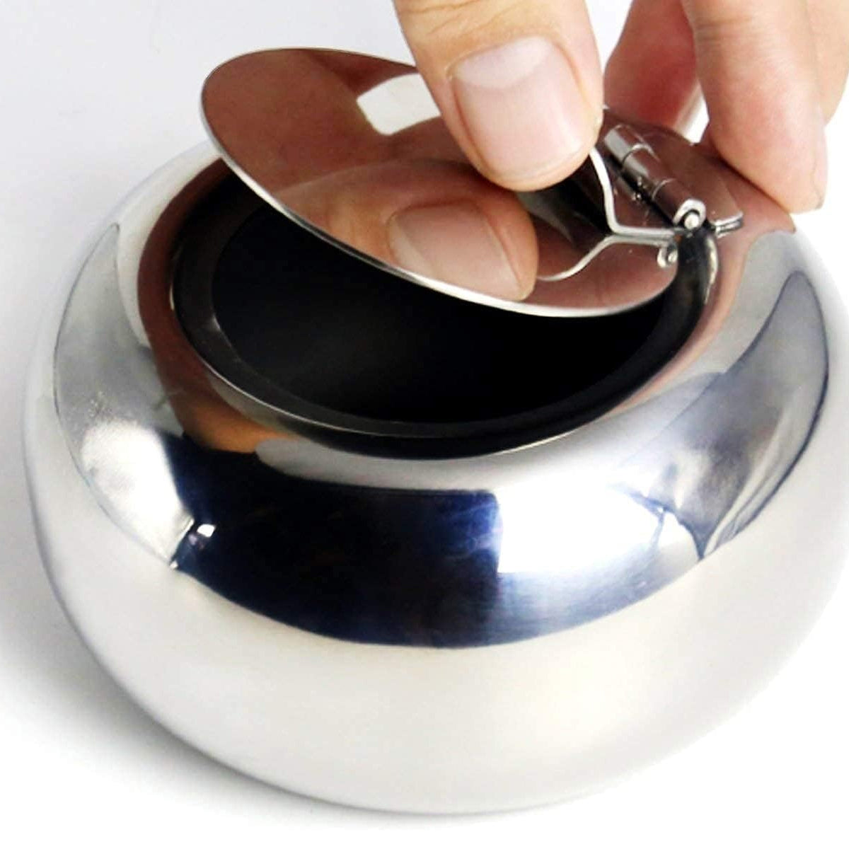 Stainless Steel Ashtray with Cover Smokeless Drum Design Windproof Ash Tray AU