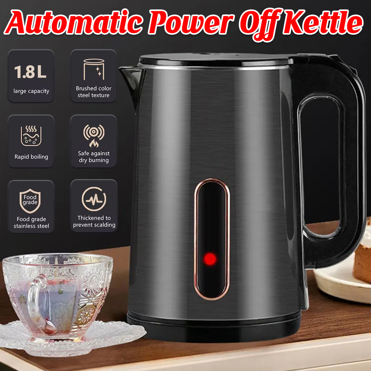 Electric Boiling Kettle Home Hotel Hot Water Kettle Automatic Power Off Safe