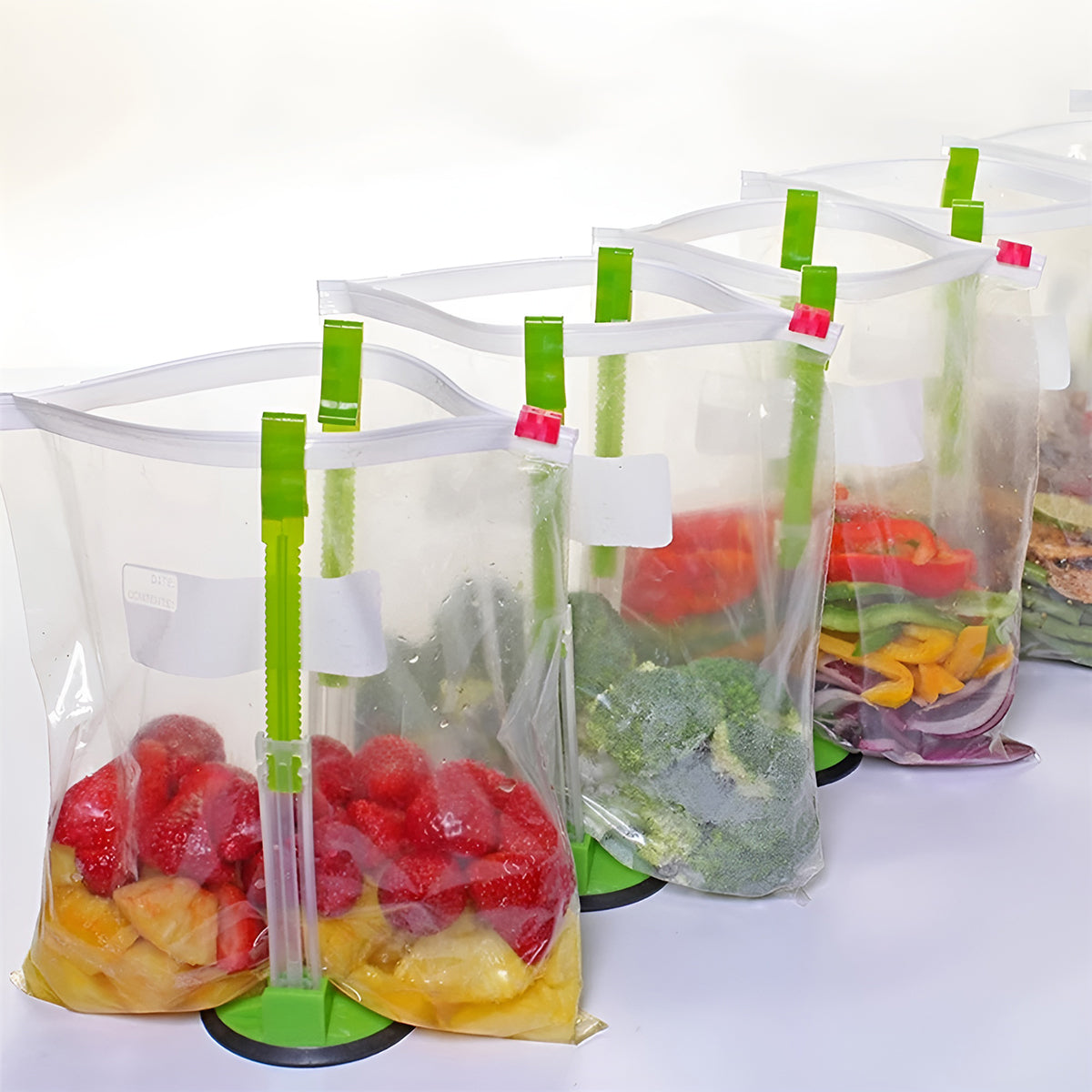 Kitchen Bag Holder Stand Plastic Storage Rack Set of 8