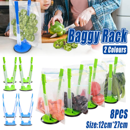 Kitchen Bag Holder Stand Plastic Storage Rack Set of 8