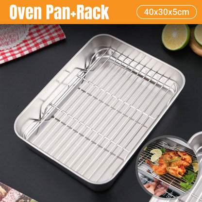 Stainless Steel Roasting Pan 5L with Removable Rack Oven Tray