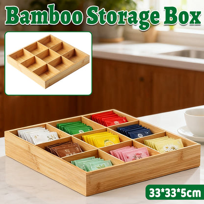 Bamboo 9 Grid Serving Tray Divided Food Platter for Hotel