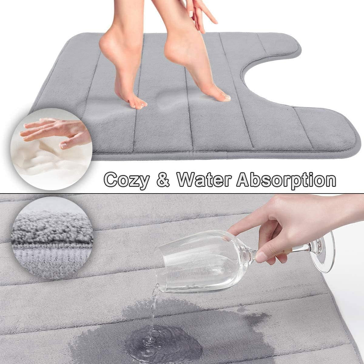 Striped Floor Mat Set Three Piece Bathroom Toilet Water Absorbing Carpet Rug