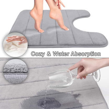 Striped Floor Mat Set Three Piece Bathroom Toilet Water Absorbing Carpet Rug