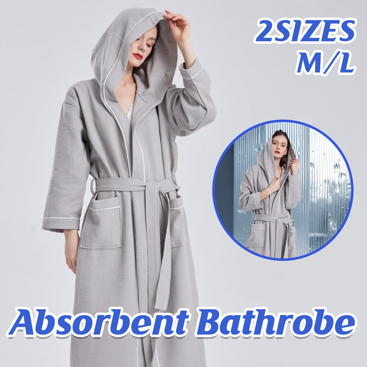 Quick Dry Absorbent Hooded Bathrobe for Home or Hotel