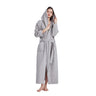 Cotton Waffle Bathrobe with Hood and Belt — M
