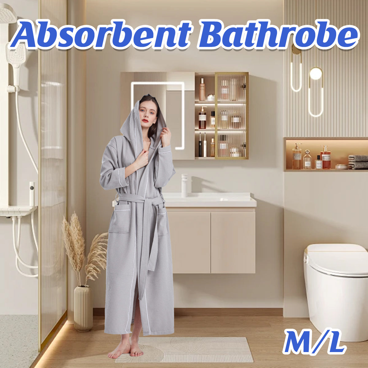 Quick Dry Absorbent Hooded Bathrobe for Home or Hotel
