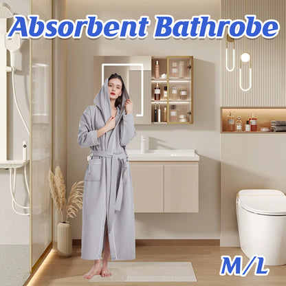 Quick Dry Absorbent Hooded Bathrobe for Home or Hotel