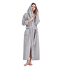 Cotton Waffle Bathrobe with Hood and Belt — L