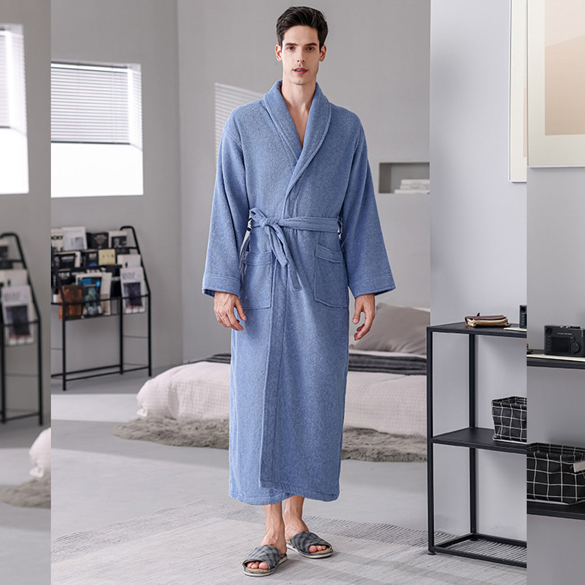 Quick Dry Cotton Bathrobe Absorbent Comfortable for Hotel Home Use