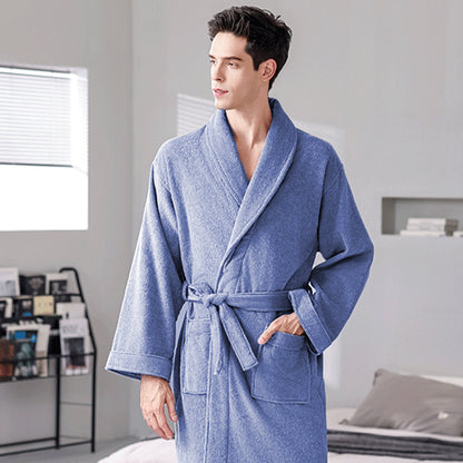 Quick Dry Cotton Bathrobe Absorbent Comfortable for Hotel Home Use