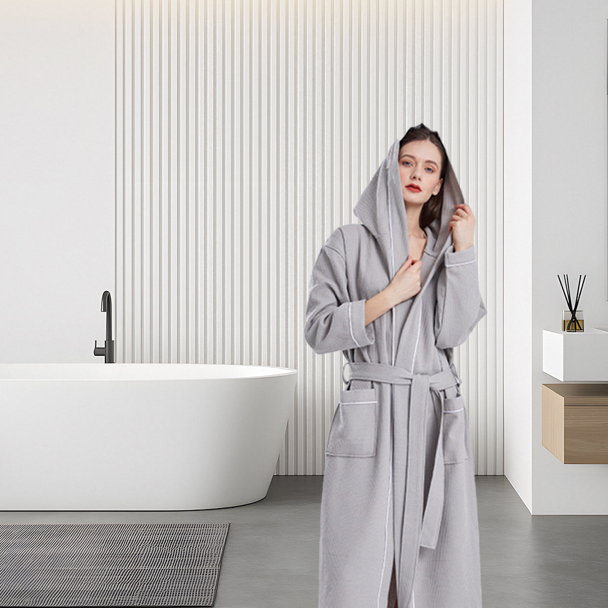 Quick Dry Absorbent Hooded Bathrobe for Home or Hotel