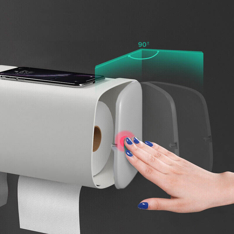 Bathroom Tissue Holder with Waterproof Storage – Product View 7