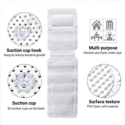 Non Slip PVC Full Body Bath Mat Massage Cushion with Suction Cups for Bathtub AU