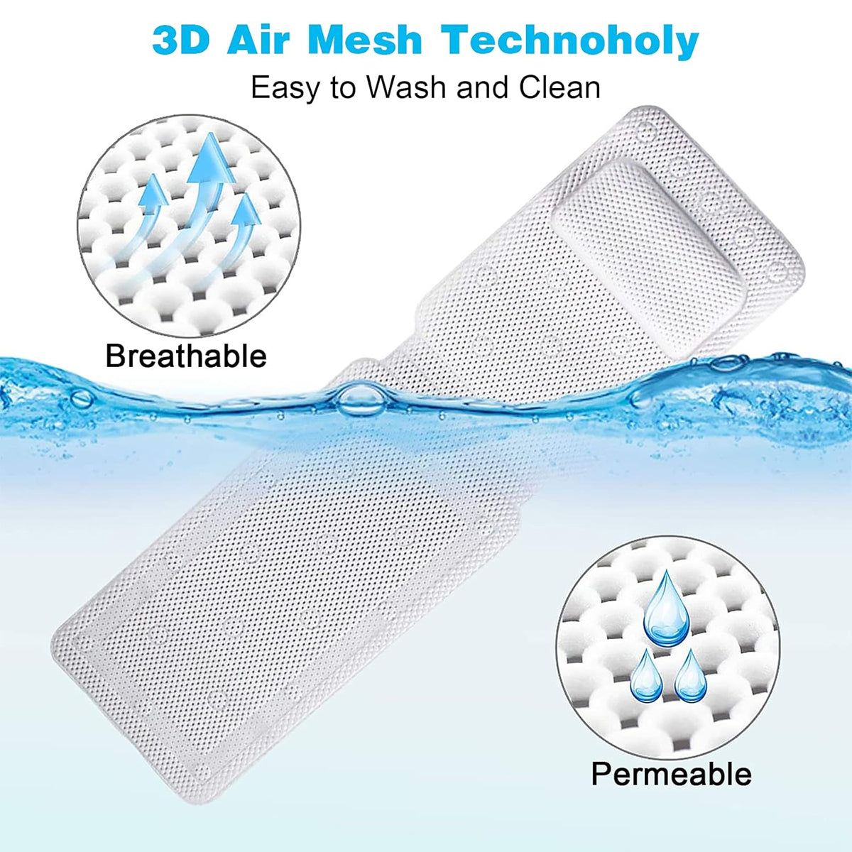 Non Slip PVC Full Body Bath Mat Massage Cushion with Suction Cups for Bathtub AU