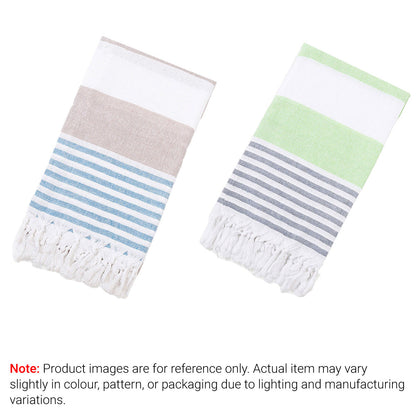 Striped Cotton Bath Towel with Tasselled Edge – Product View 4