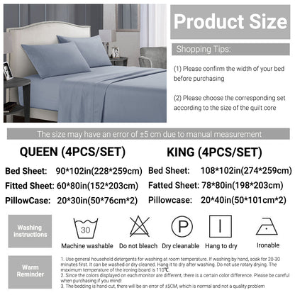 Four Piece Bed Sheet Set Soft Breathable Bedding Linen