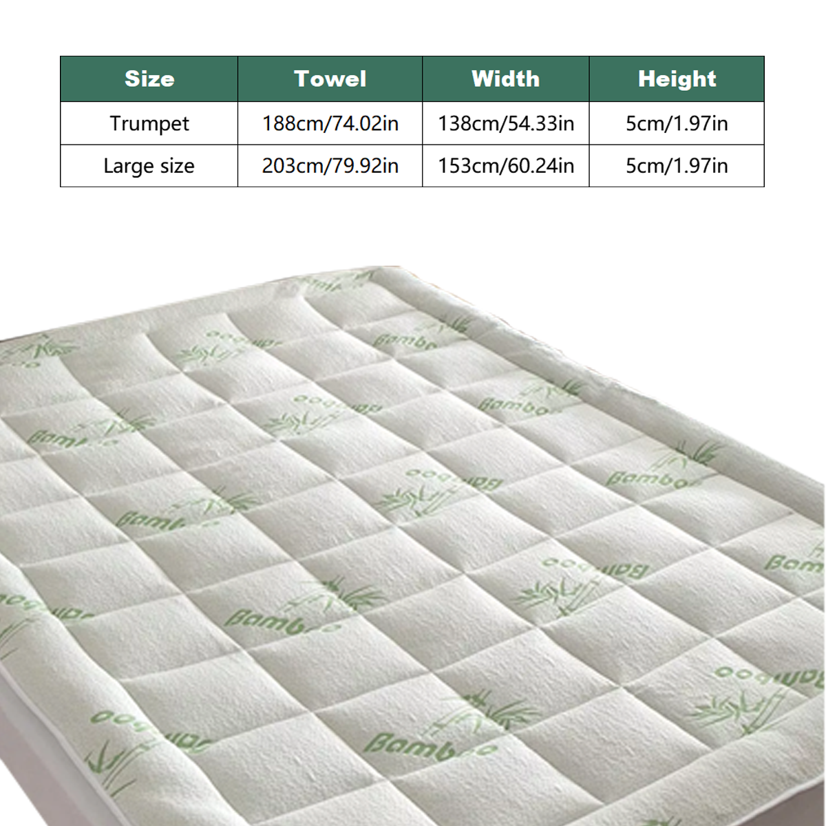 Quilted Bamboo Fiber Mattress Protector Air Layer Washable
