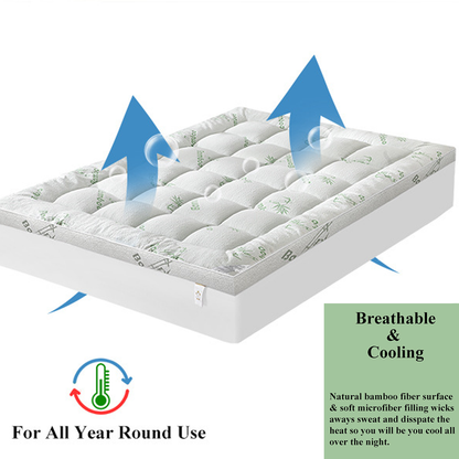 Quilted Bamboo Fiber Mattress Protector Air Layer Washable