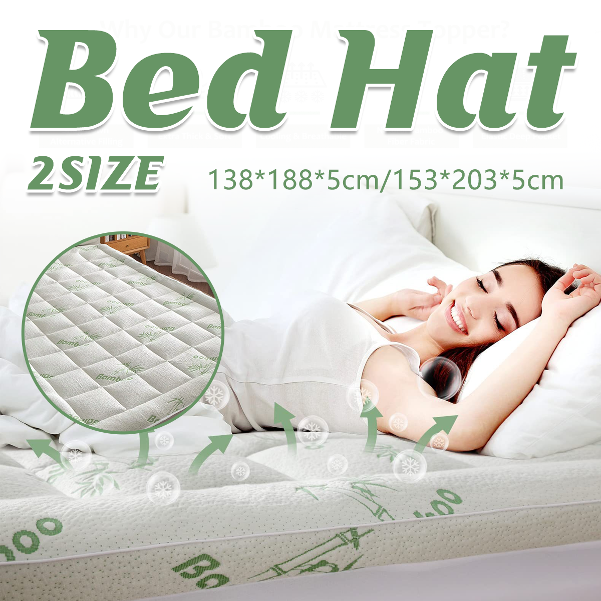 Quilted Bamboo Fiber Mattress Protector Air Layer Washable