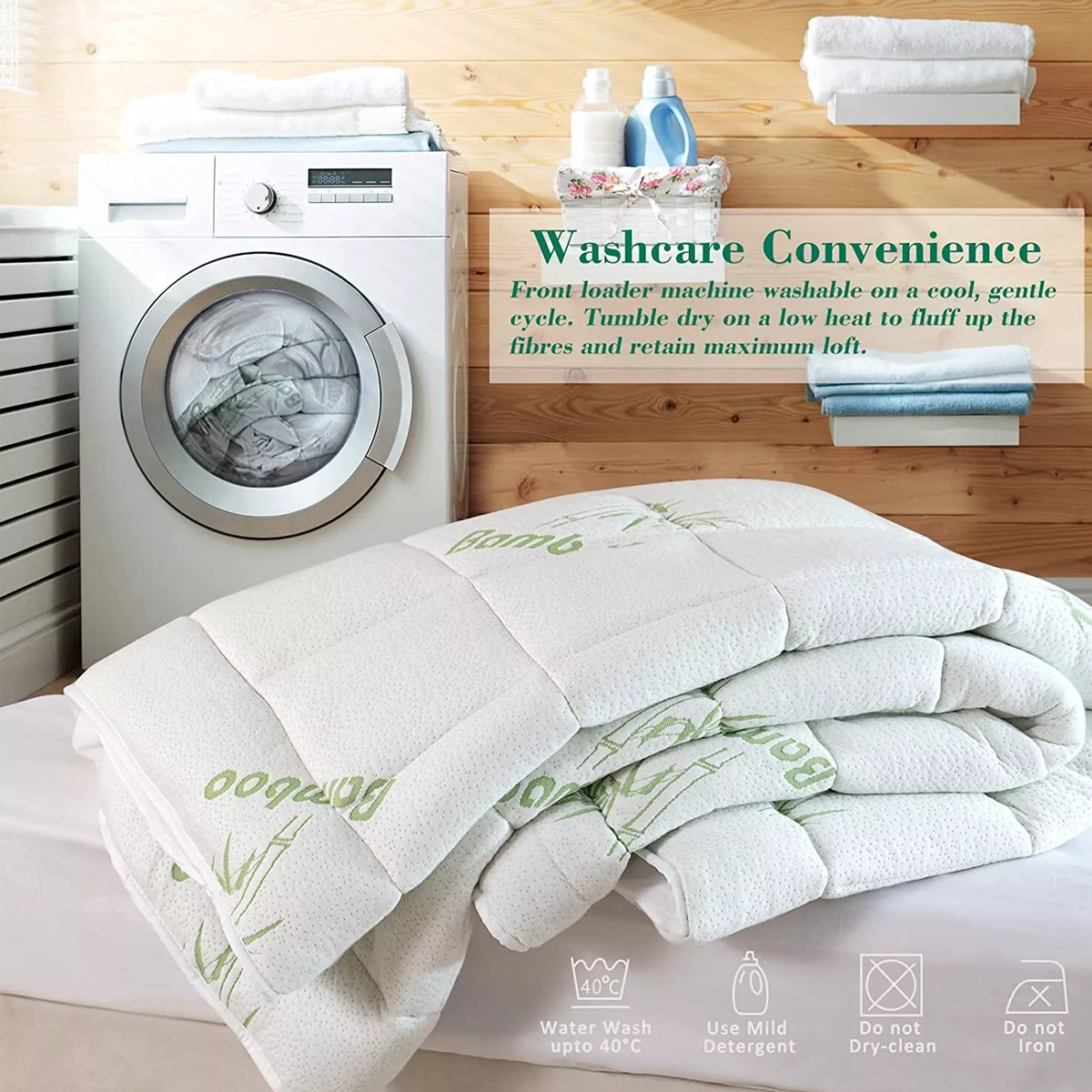 Quilted Bamboo Fiber Mattress Protector Air Layer Washable