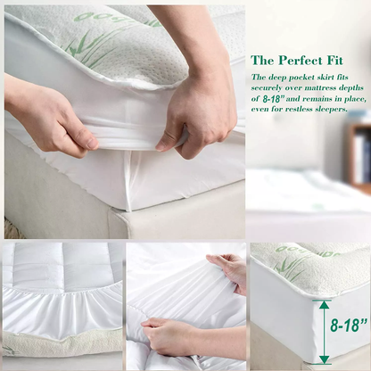 Quilted Bamboo Fiber Mattress Protector Air Layer Washable