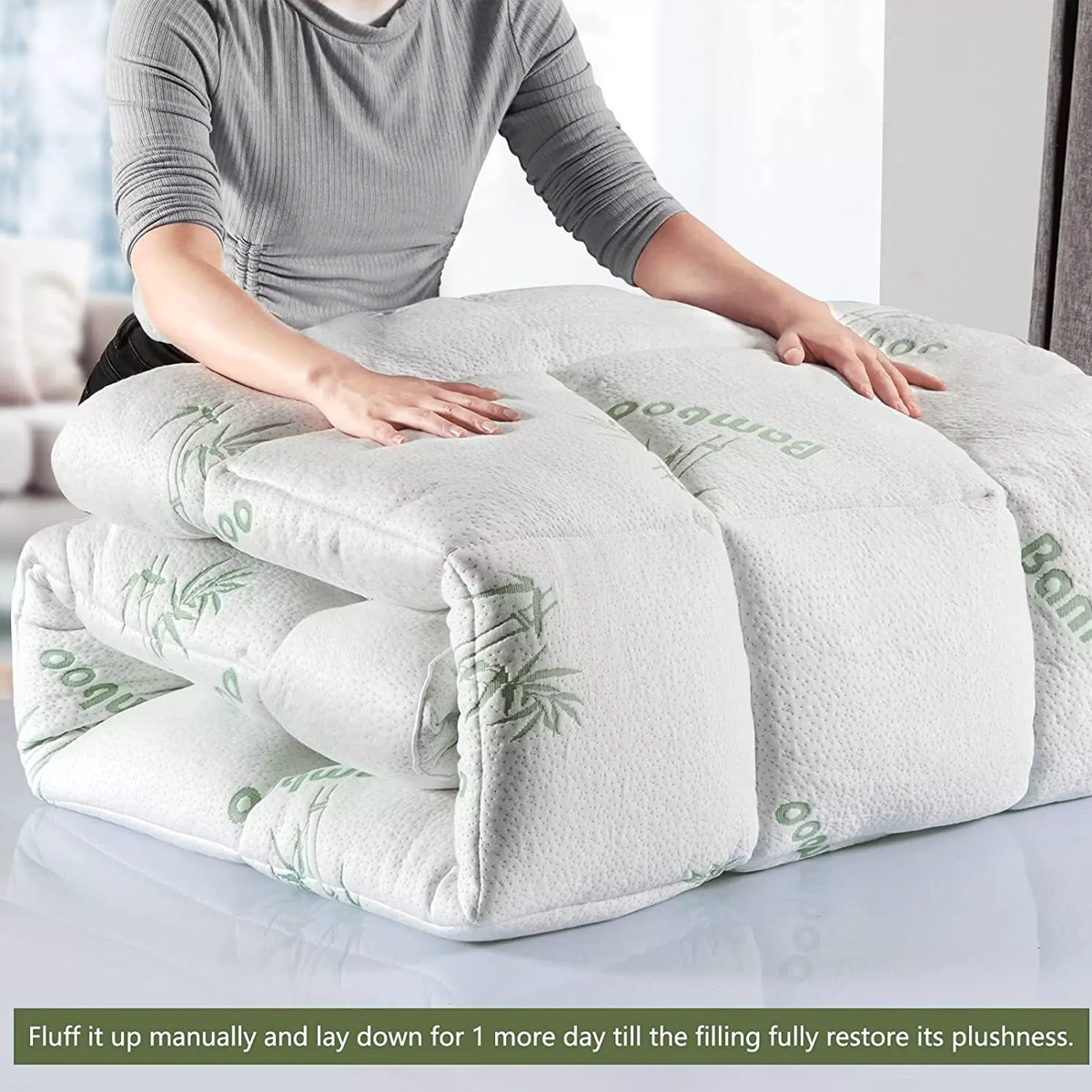 Quilted Bamboo Fiber Mattress Protector Air Layer Washable