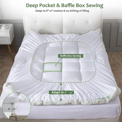 Quilted Bamboo Fiber Mattress Protector Air Layer Washable
