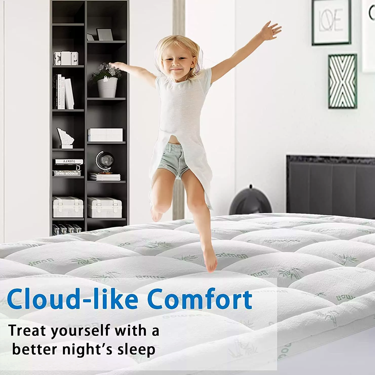 Quilted Bamboo Fiber Mattress Protector Air Layer Washable
