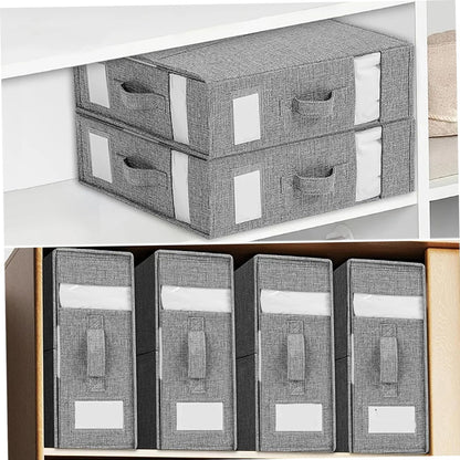 Fabric Storage Box Bedding Organizer with Clear Window 38x32cm
