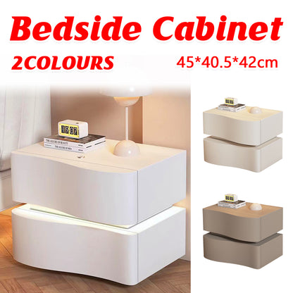 Wavy Bedside Storage Cabinet with Leather Surface