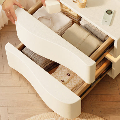 Wavy Bedside Storage Cabinet with Leather Surface