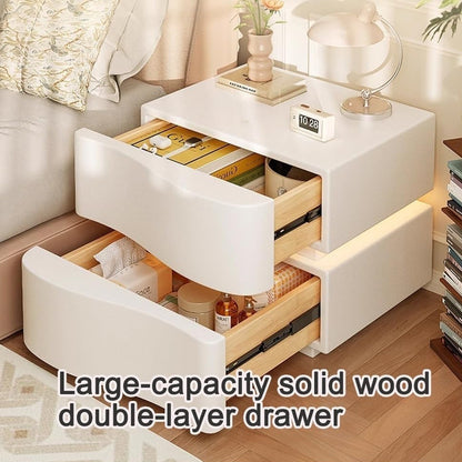 Wavy Bedside Storage Cabinet with Leather Surface