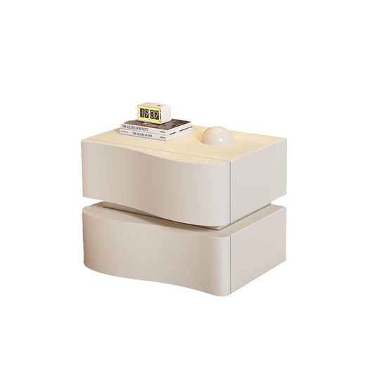 Wavy Bedside Storage Cabinet with Leather Surface